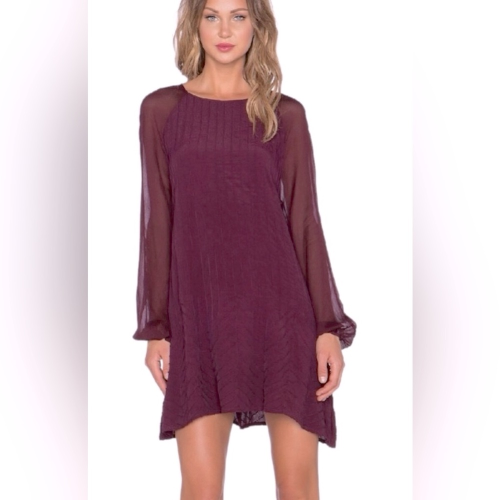Cleobella Maroon Long Sleeve A Line Dress - Picture 5 of 12
